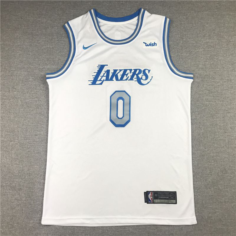 Men Los Angeles Lakers 0 Westbrook White Game Nike 2021 NBA Jersey